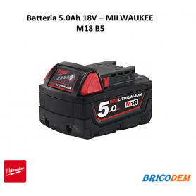 BATTERIA MILWAUKEE M18 B5 18V 5Ah ORIGINALE PER UTENSILI