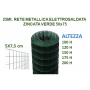 25mt. Rotolo rete metallica zincata plastificata verde elettrosaldata maglia 5X7,5cm per recinzione