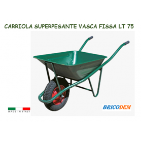 Carriola vasca fissa completa di ruota e vasca per edilizia giardinaggio Ecc 75 Lt