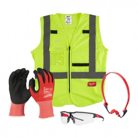 Safety KIT Sicurezza 2.0 MILWAUKEE - Gilet + Occhiali + Guanti + Archetto