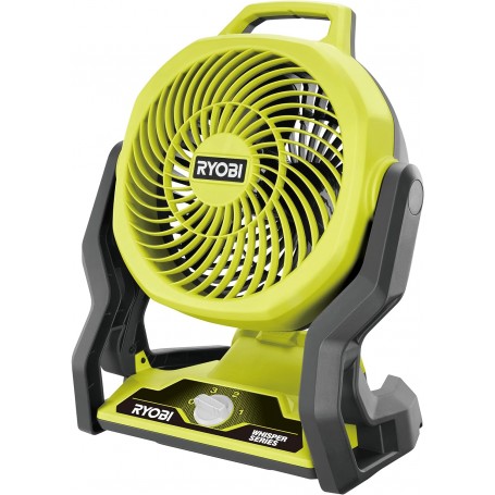 Ventilatore RF18-0 WHISPER 18V, Ryobi Compatto e Portatile, per Uso Interno ed Esterno, Flusso d'Aria Direzionabile, Silenzioso