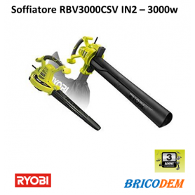 Ryobi RBV3000CSV Elettrico Soffiatore foglie, Biotrituratore, Aspiratore