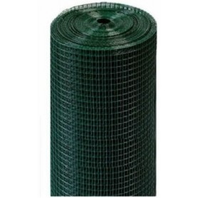 Rete Metallica Plastificata Verde 12x12 mm, Altezza 100cm, Lunghezza 25Mt