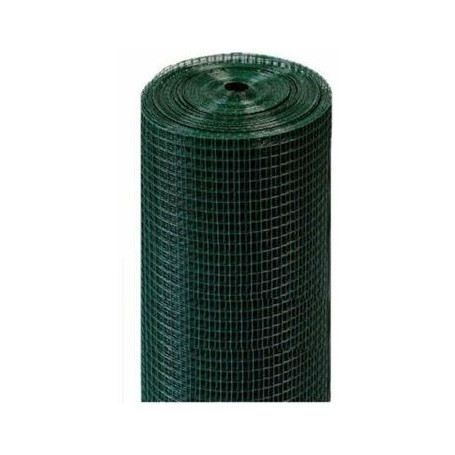 Rete Metallica Plastificata Verde 12x12 mm, Altezza 100cm, Lunghezza 25Mt