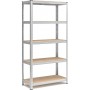 Scaffale in Metallo Zincato MDF 180x90x40 5 Ripiani Portata 175Kg - 875Kg