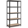 Scaffale in Metallo Nero MDF 180x90x40 5 Ripiani Portata 175Kg - 875Kg