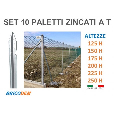 PALETTI IN FERRO A T PER RECINZIONE ZINCATI - VARIE ALTEZZE