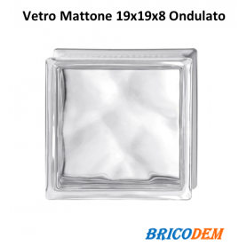 VETROMATTONE ONDULATO CHIARO trasparente 19x19x8 cm MATTONE VETRO