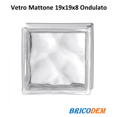 VETROMATTONE ONDULATO CHIARO trasparente 19x19x8 cm MATTONE VETRO
