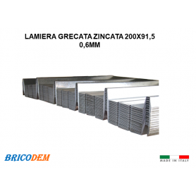 Lastra lamiera zincata grecata 0,6mm Copertura verande tettoie 200Cm