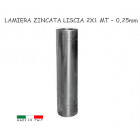 Lamiera zincata liscia piana a foglio 200X100 Cm  2x1 Mt N. 32 Spess. 0,25 mm