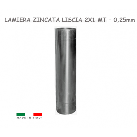 Lamiera zincata liscia piana a foglio 200X100 Cm 2x1 Mt N. 32 Spess. 0,25 mm