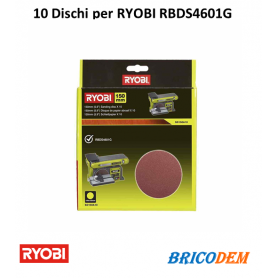 10 Dischi Diamante Ryobi Auto Gancio 150 mm - Grana 80 SD150A10 Per RBDS4601G